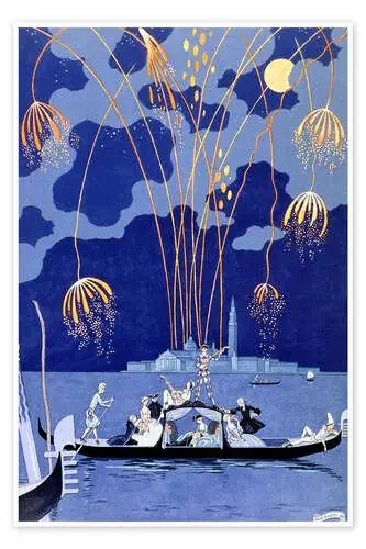 Fireworks in Venice, Fetes Galantes de Georges Barbier Bridgeman Images