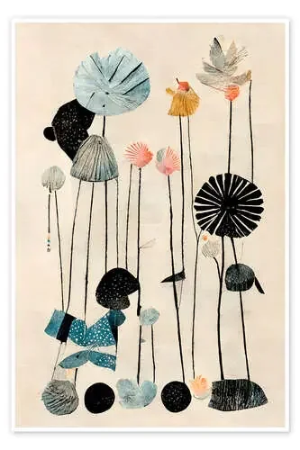 Flores secas sobre crema de treechild