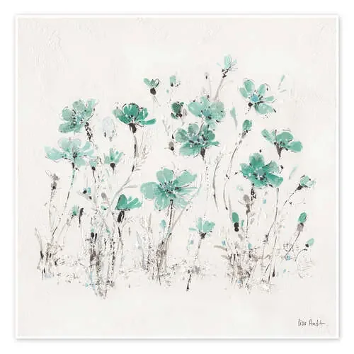 Flores silvestres en turquesa. de Lisa Audit Wild Apple Graphics