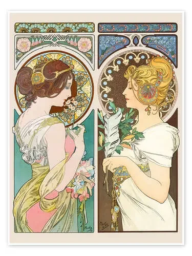 Flores y plumas de Alfons Mucha Master Collection