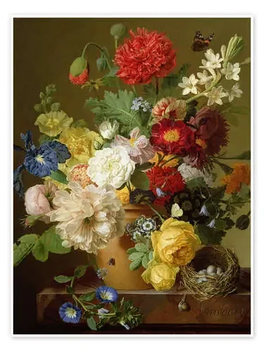 Flower Still Life on a marble ledge de Jan Frans van Dael Bridgeman Images