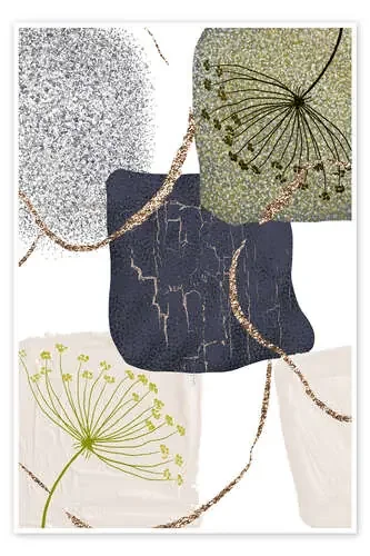 Flowers on Green-Grey II de Sally Ann Moss 1x