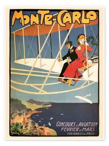 Flying over Monte Carlo de Vintage Travel Collection