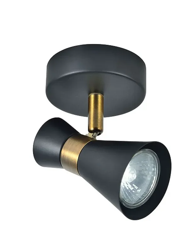 Foco Orientable y Basculante Negro Cuero