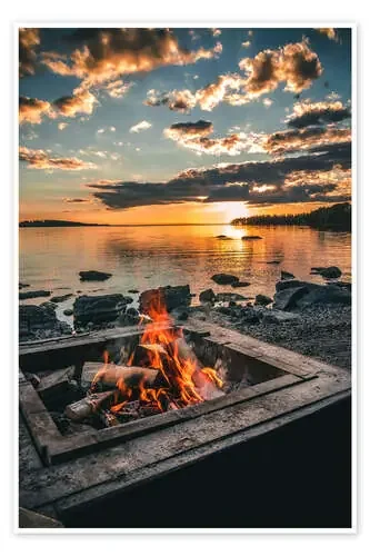 Fogata en el lago, Suecia de Sören Bartosch