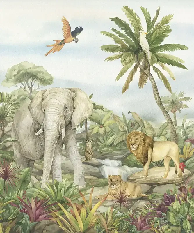 fotomural animales de la selva verde de Sanders & Sanders – 601205