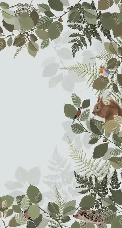fotomural animales del bosque verde y marrón de ESTAhome – 159051