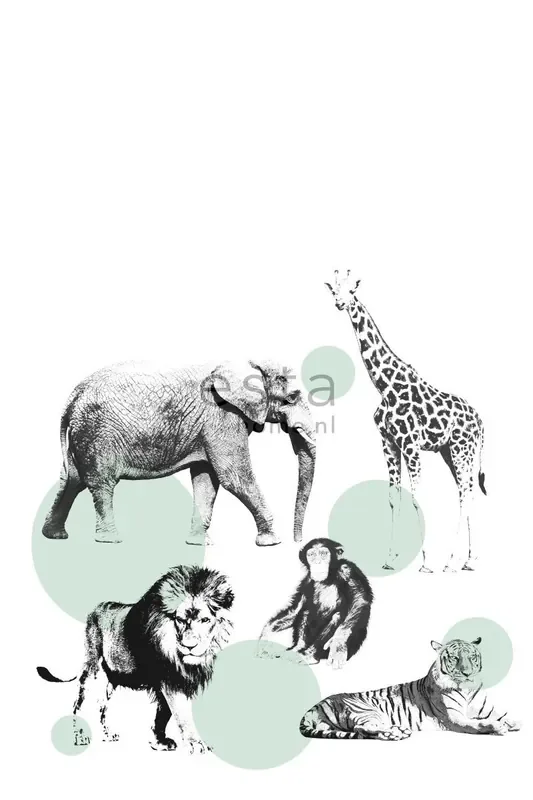 fotomural animales menta verde de ESTAhome – 158704