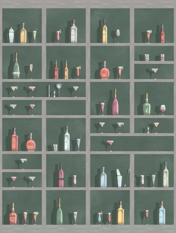 fotomural armario de bebidas verde y multicolor de Sanders & Sanders – 640097