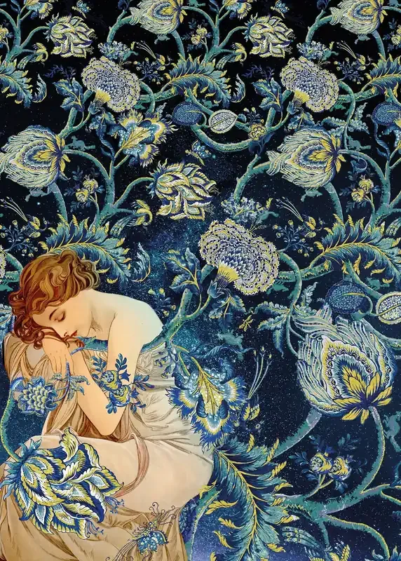 fotomural Art Nouveau azul de Sanders & Sanders – 611838