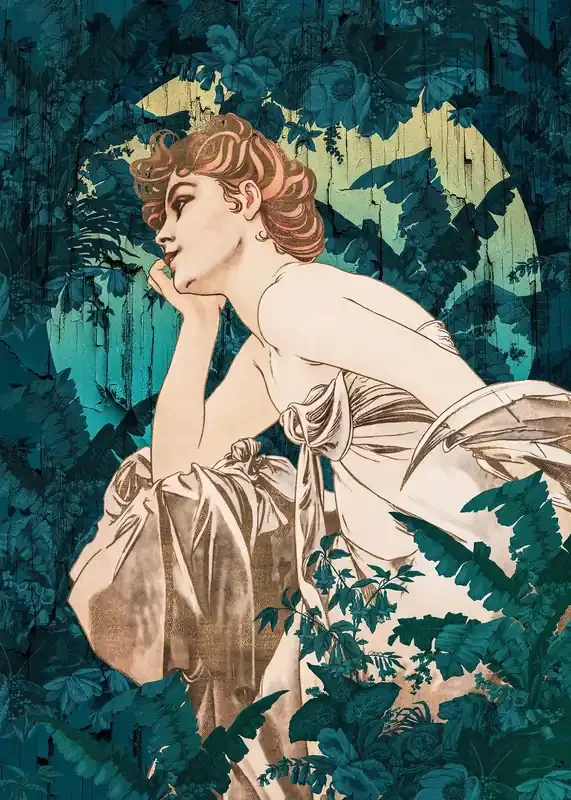 fotomural Art Nouveau verde pertróleo de Sanders & Sanders – 611827