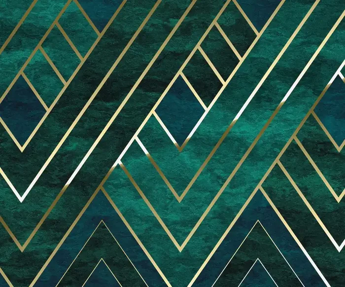 fotomural arte deco verde, azul y oro de Sanders & Sanders – 612339