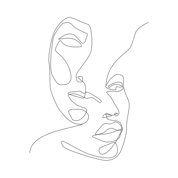 fotomural caras line art blanco y negro de ESTAhome – 159167