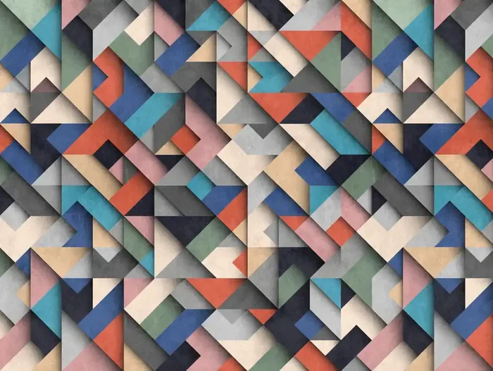 fotomural diseño 3D multicolor, azul, rosa, rojo y beige de One Wall one Role – AS-382871