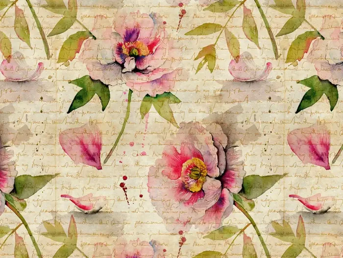 fotomural diseño floral beige, verde y rosa de One Wall one Role – AS-382761