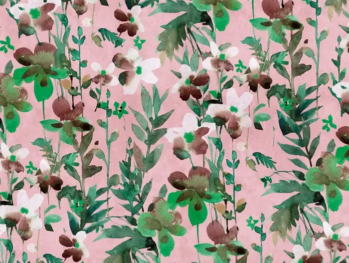 fotomural diseño floral verde, rosa, blanco y marrón de One Wall one Role – AS-382731
