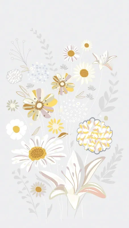 fotomural flores gris, amarillo, beige y blanco de Livingwalls – AS-392101