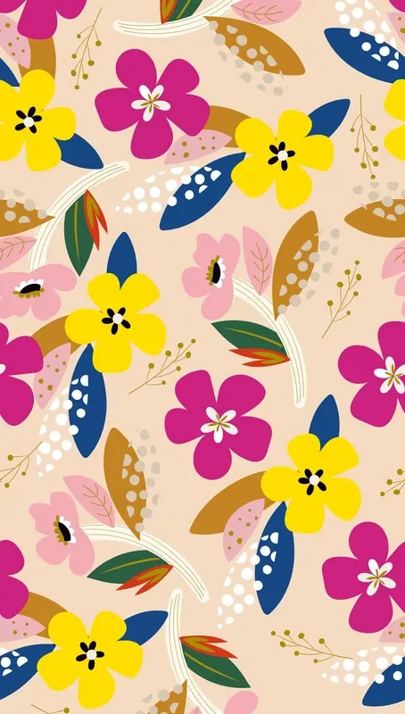 fotomural flores multicolor, beige, amarillo, morado lila y azul de Livingwalls – AS-392091