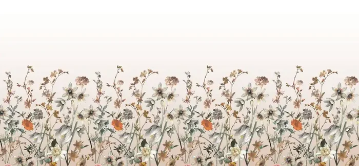 fotomural flores silvestres beige y naranja de ESTAhome – 159221