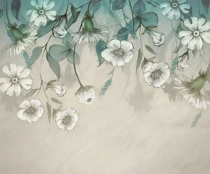 fotomural flores verde y beige de Komar – 612892