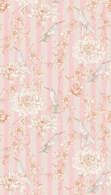 fotomural flores y pájaros rosa, beige y naranja de Livingwalls – AS-392021