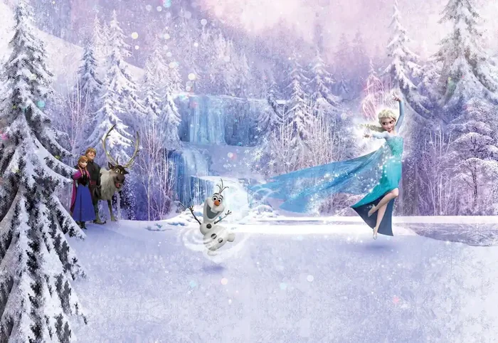 fotomural Frozen bosque morado y azul de Disney – 612232