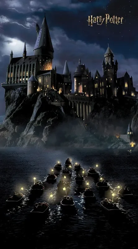fotomural Harry Potter Colegio Hogwarts negro y azul oscuro de Sanders & Sanders – 601230