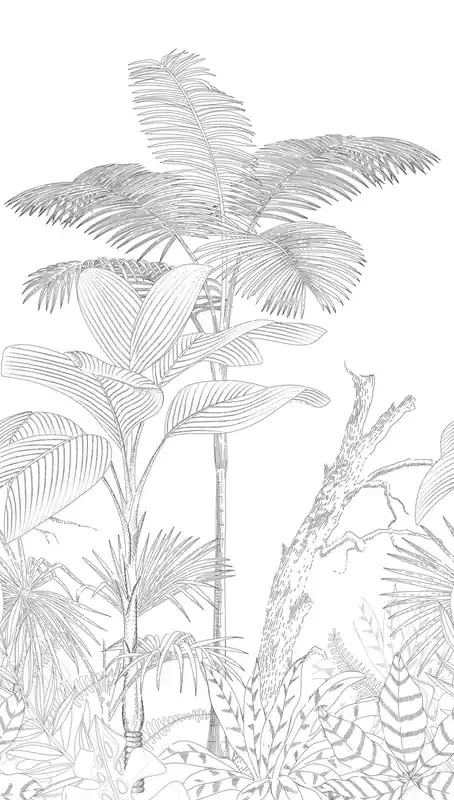 fotomural hojas tropicales negro y blanco de Livingwalls – AS-392141