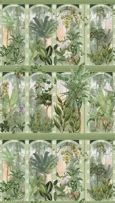 fotomural hojas tropicales verde, marrón y blanco de Livingwalls – AS-393151