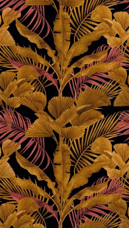 fotomural jungla negro, oro, rosa y amarillo de Livingwalls – AS-391853