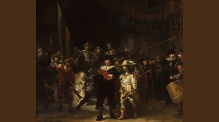 fotomural La Ronda Nocturna de Rembrandt van Rijn marrón de Sanders & Sanders – 950062