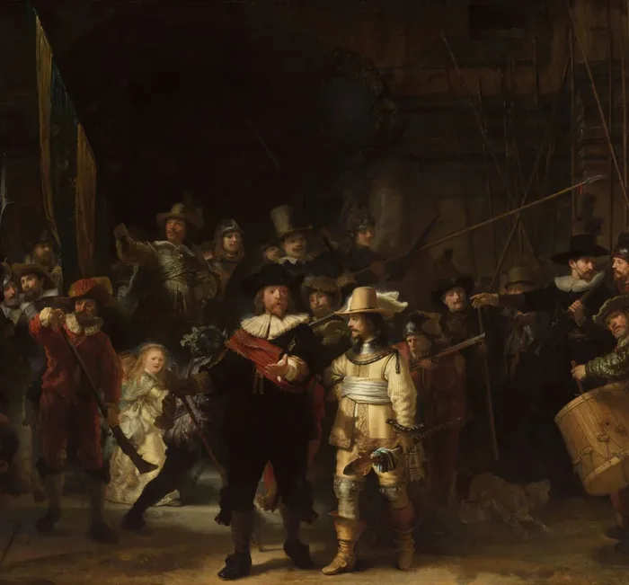 fotomural La Ronda Nocturna de Rembrandt van Rijn marrón de Sanders & Sanders – 950063