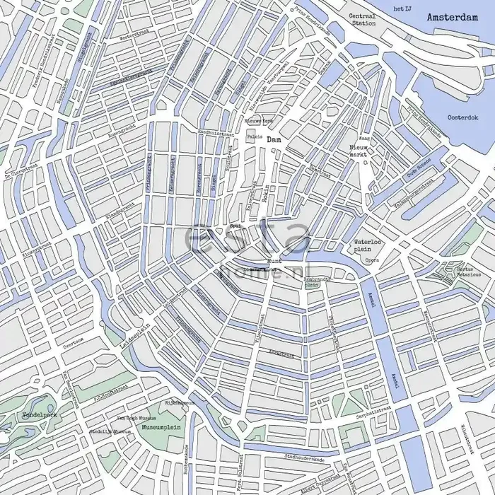 fotomural mapa de amsterdam gris y azul de ESTAhome – 157712