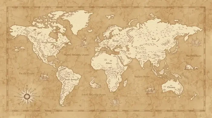 fotomural mapa del mundo antiguo beige de Sanders & Sanders – 612128