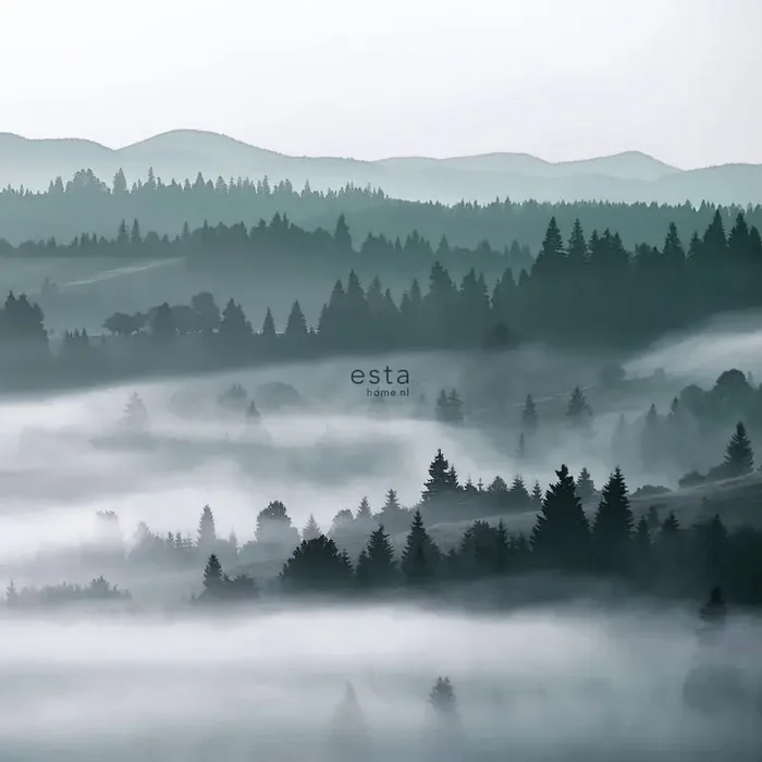 fotomural montañas de niebla verde de ESTAhome – 158910