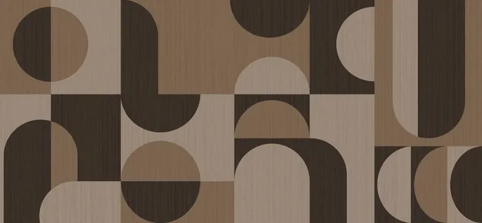 fotomural motivo geométrico en estilo Bauhaus cerval y marrón de Origin Wallcoverings – 357324