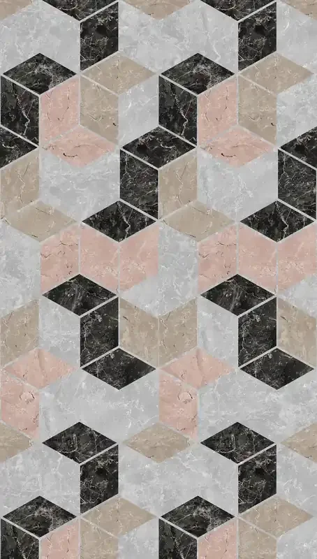 fotomural motivo gráfico gris, beige, negro y rosa de Livingwalls – AS-393191