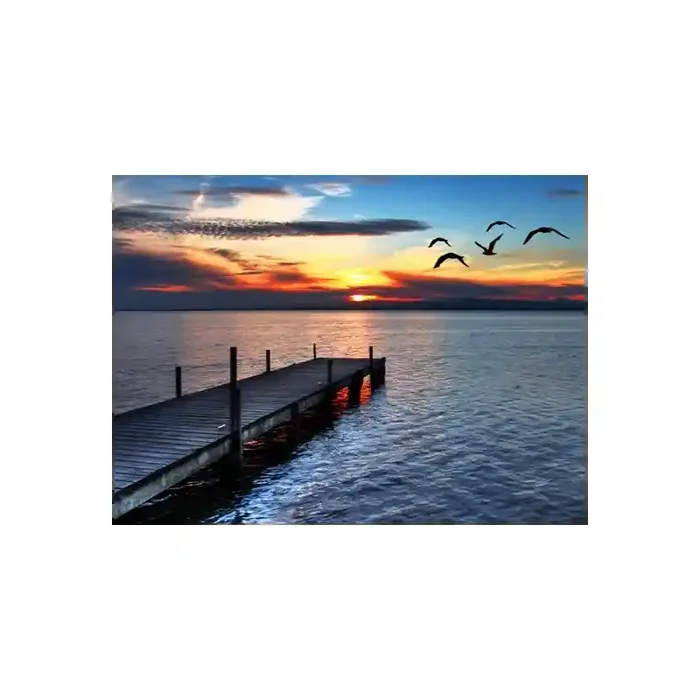 Fotomural Muelle Amanecer FPR020, 176cm. x 130cm., Vinilo Autoadhesivo Mate, Todo Color, Original, 9.17x0x9.17×0 cm.