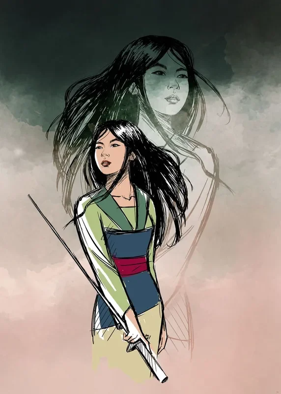 fotomural mulan valiente verde, rosa y azul de Disney – 612092