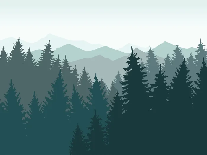 fotomural paisaje montañoso con árboles azul agrisado de Sanders & Sanders – 600992