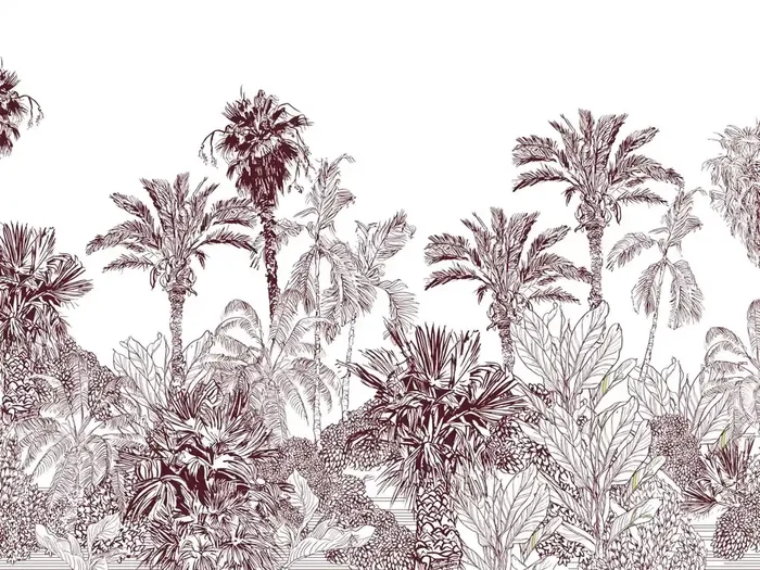 fotomural paisaje tropical rojo burdeos de Sanders & Sanders – 600989