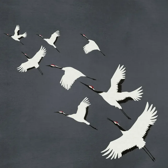 fotomural pájaros grulla gris oscuro de Origin Wallcoverings – 357235