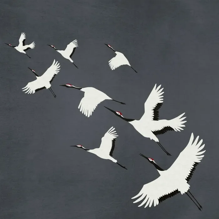 fotomural pájaros grulla gris oscuro de Origin Wallcoverings – 357312