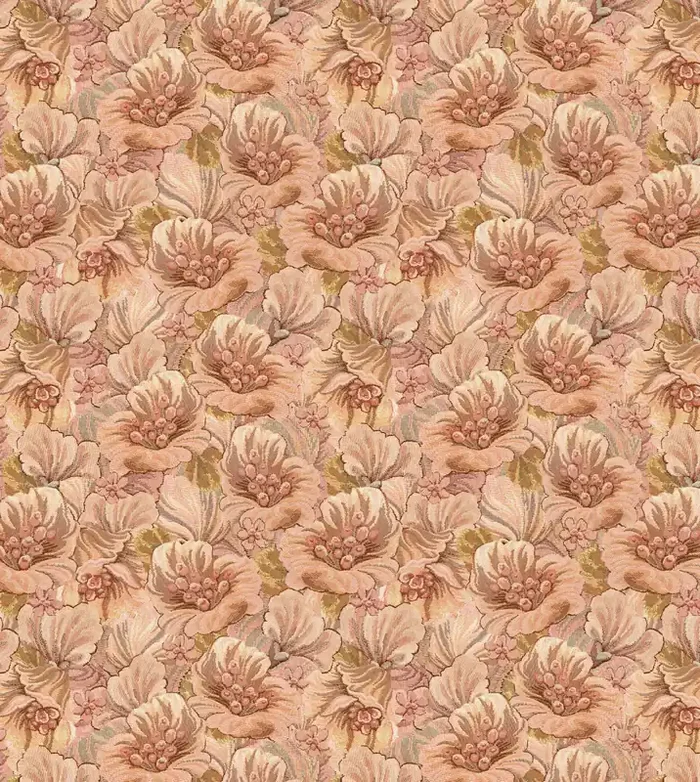 fotomural patrón floral bordado marrón claro, beige y amarillo de ESTAhome – 159536