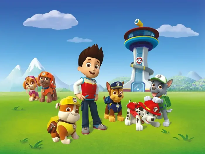 fotomural PAW Patrol azul, verde y rojo de Sanders & Sanders – 600598