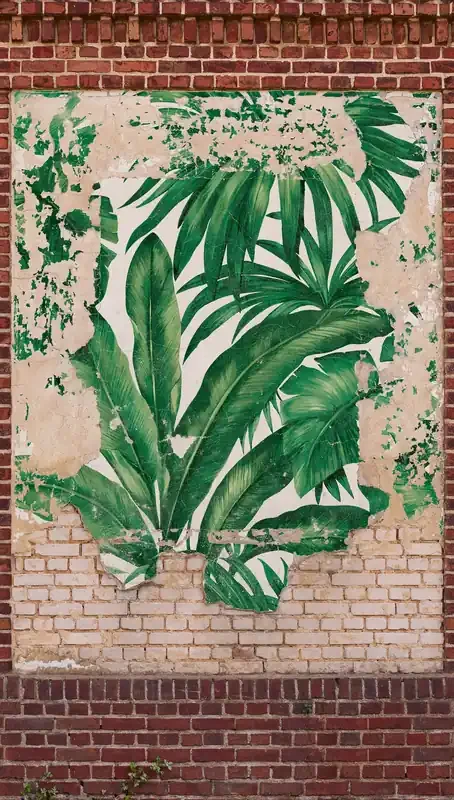fotomural pintada marrón, beige, rojo, beige crema y verde de Livingwalls – AS-392452