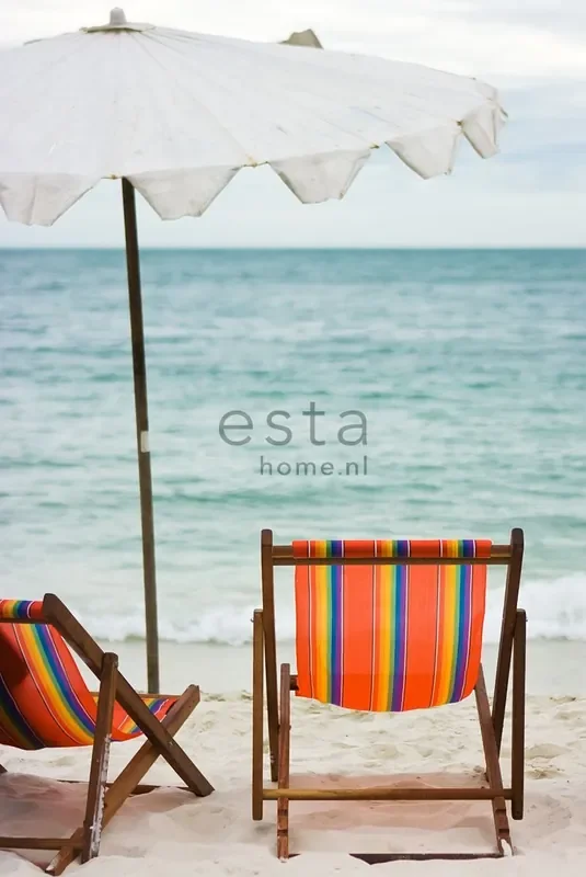 fotomural playa verde mar y naranja de ESTAhome – 156512