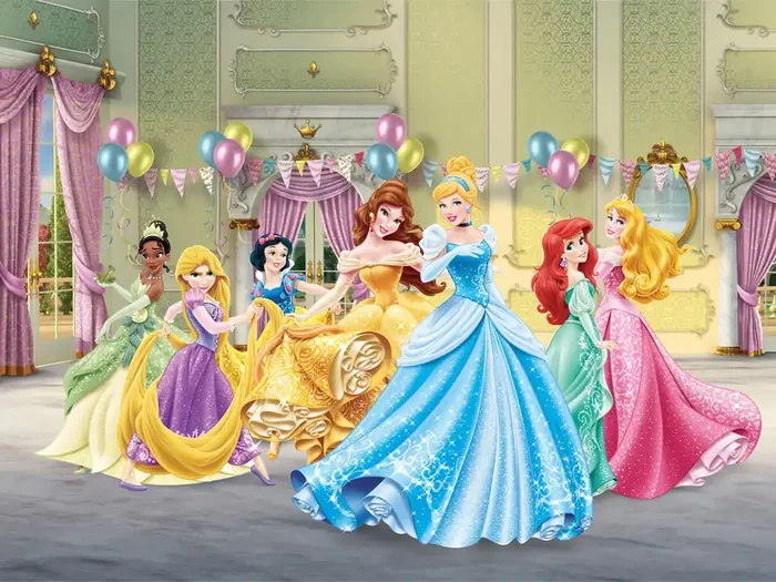 fotomural Princesas amarillo, azul y verde de Disney – 600586