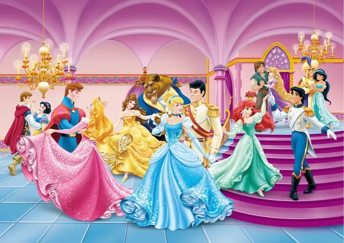 fotomural Princesas rosa, azul y amarillo de Disney – 600351