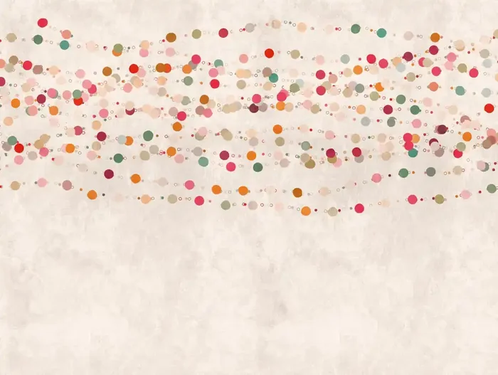 fotomural puntos lunares polka dots beige, naranja, rojo y rosa de One Wall one Role – AS-383051